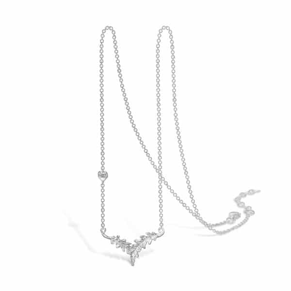 BLOSSOM sølv halskæde med blad vedhæng, 45 cm