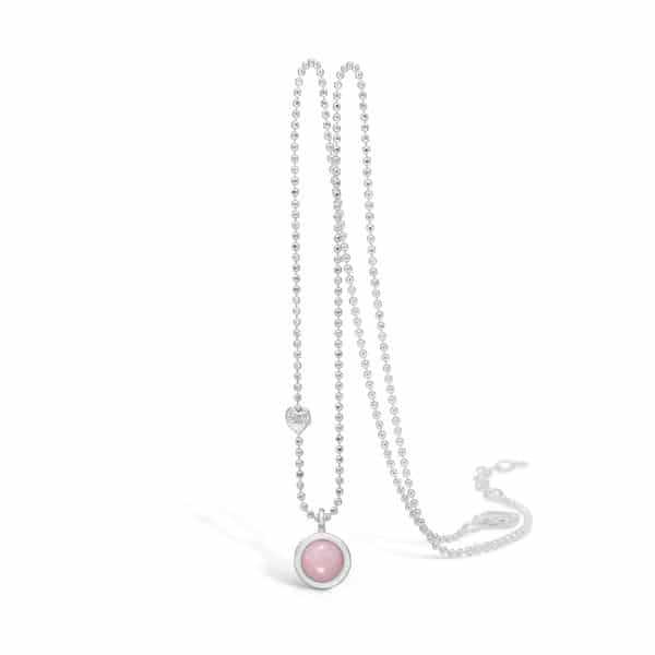 BLOSSOM sølv halskæde med lille pink opal vedhæng