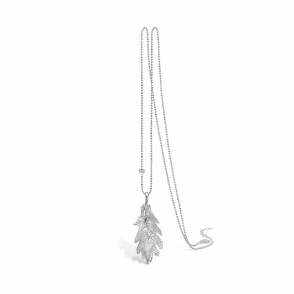 Blossom sølv halskæde med egeblad vedhæng 80 cm