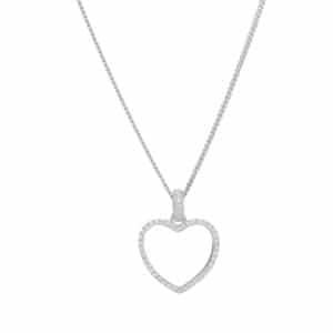 Joanli Aida sølv halskæde med stor hjerte, 42+3 cm kæde