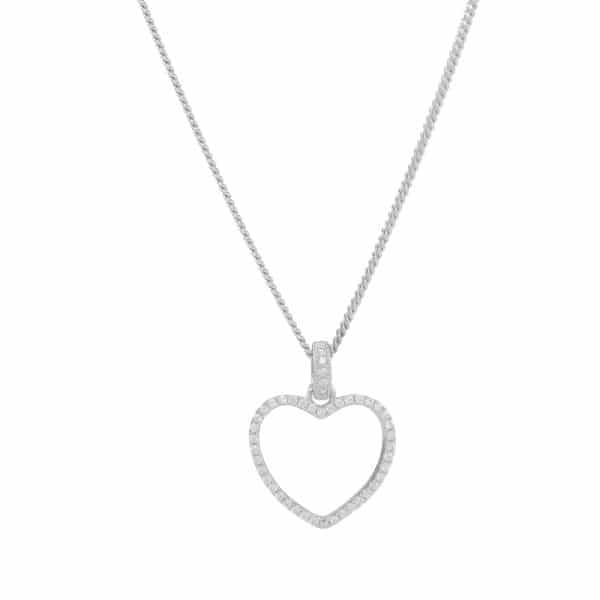 Joanli Aida sølv halskæde med stor hjerte, 42+3 cm kæde