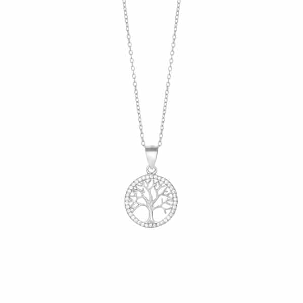 Joanli Caia sølv halskæde med livets træ, 42+3 cm kæde
