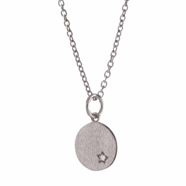 Pernille Corydon, Diamond Coin Halskæde, 40/48 cm, Sort Sølv