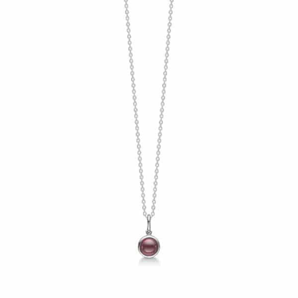 Mads Z Cabochon sølv halskæde med rød rubin