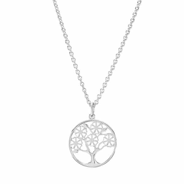 Lund Copenhagen sølv marguerit halskæde med livets træ