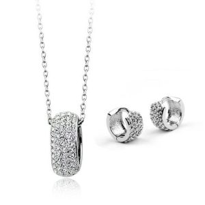 Smykkesæt m. halskæde og øreringe - små sten - sølv