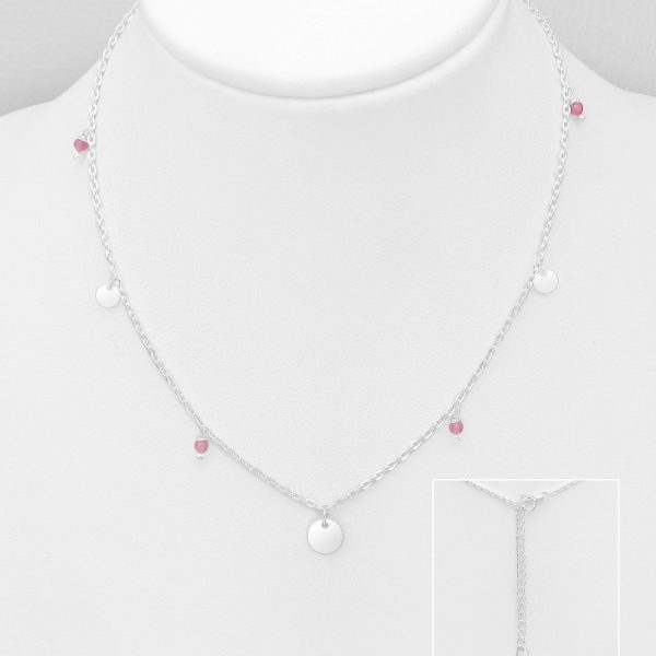 925 Sterling sølv halskæde med med pink turmalin