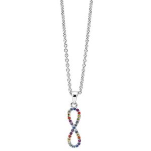 Sølv Rainbow Infinity halskæde med mix cubic zirkoner