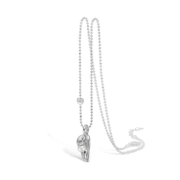 Blossom Copenhagen halskæde i sølv med perle og bladvedhæng