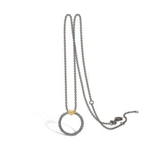 Cirkel Sortrhodineret Sølv Halskæde fra Blossom Copenhagen