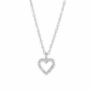 Joanli Aida sølv halskæde med lille hjerte, 42+3 cm kæde