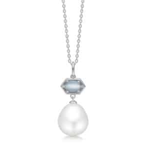 Mads Z Pearl Delight sølv halskæde med aquamarin og perle