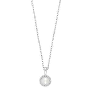 Siersbøl halskæde med vedhæng i sølv med kubisk zirkoner og perle