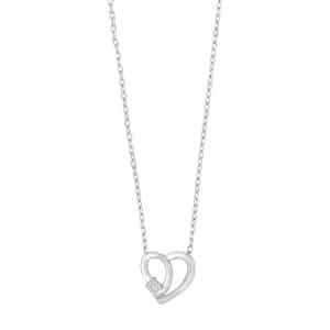 Siersbøl hjerte halskæde i sølv med kubisk zirkon