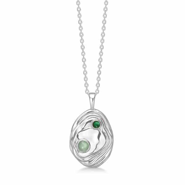 Studio Z Shell halskæde i sterling sølv med grøn zirkonia