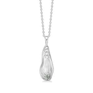 Studio Z Shell sølv halskæde med grå sten - 7127828