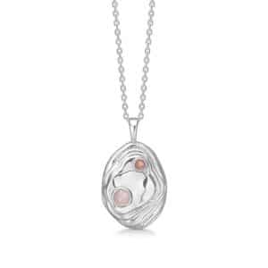 Studio Z Shell sølv halskæde med rosa sten - 7127838