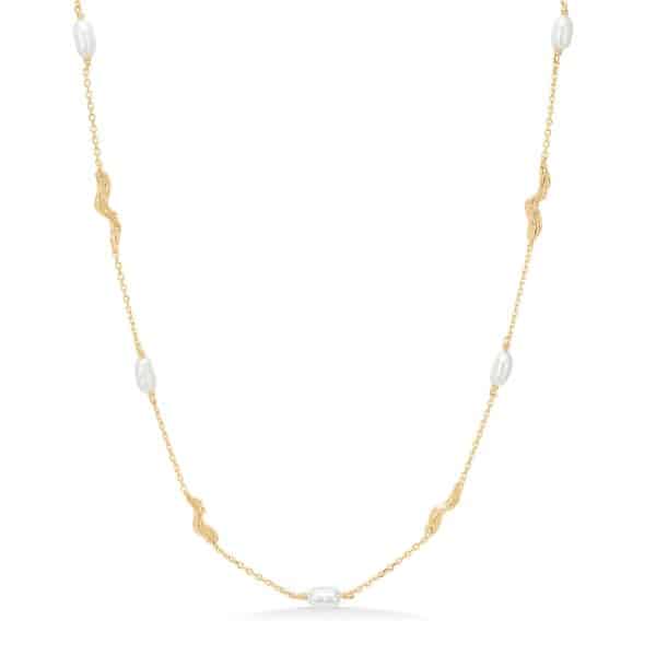 Studio Z Tangled halskæde i guldbelagt sølv med perler