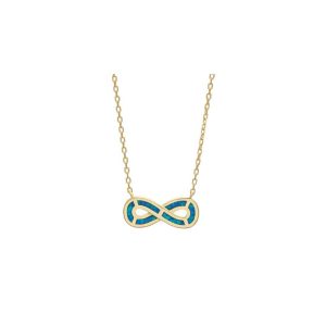 Apeiron / Uendelighedssymbol - Opal halskæde med blå opal sten, 925 Sterling sølv & guldbelægning