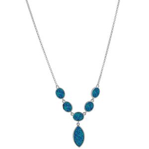 Athena - Opal halskæde med blå opal sten, 925 Sterling sølv & rhodium belægning